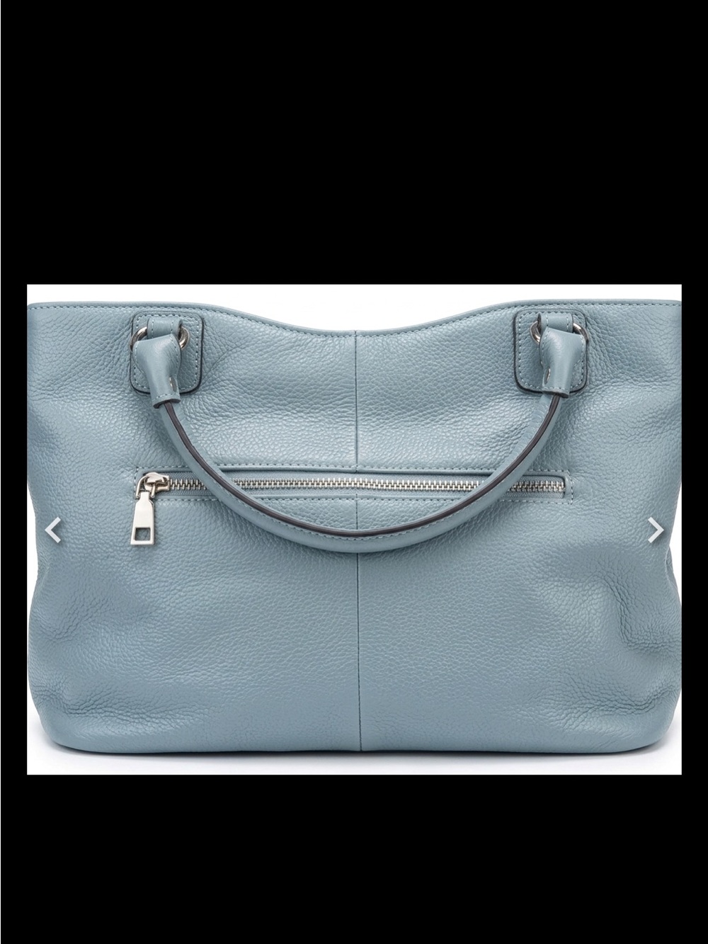 Structured Pebbled Leather Tote in Light Blue